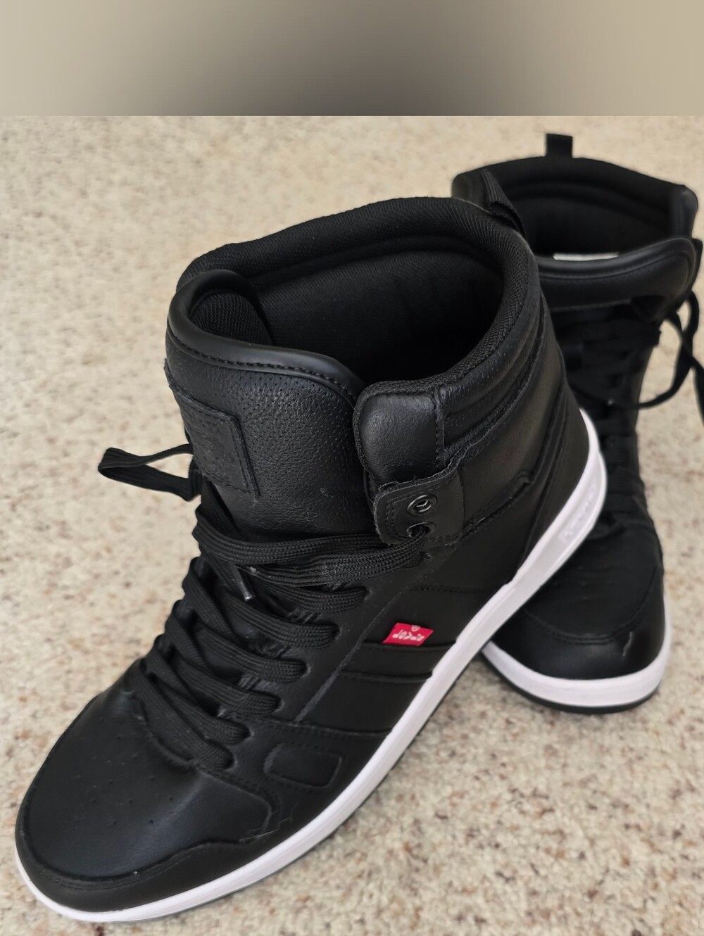 Women's Black High-Top Sneakers with White Sole